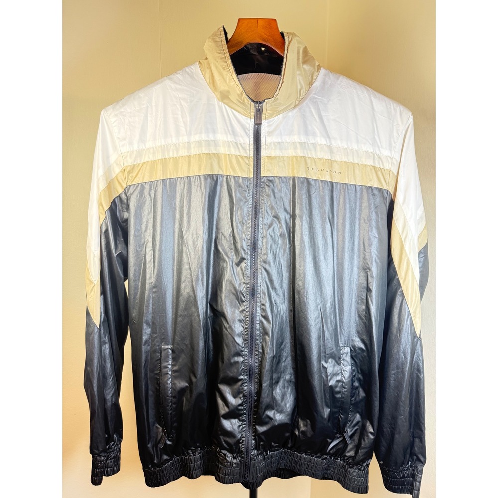 Sean John Mens Windbreaker Shacket size 3XLT Colorblock Full Zip Lined Mesh